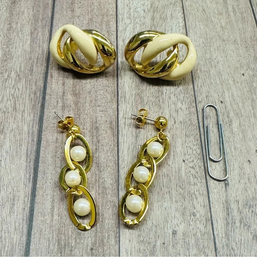 Vintage Gold Ivory Earring Bundle B5
